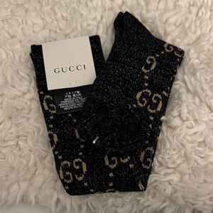 Gucci Black and Gold Logo Socks